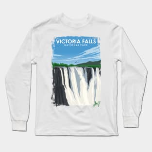 Victoria Falls National Park Zambia Africa Travel Poster Long Sleeve T-Shirt